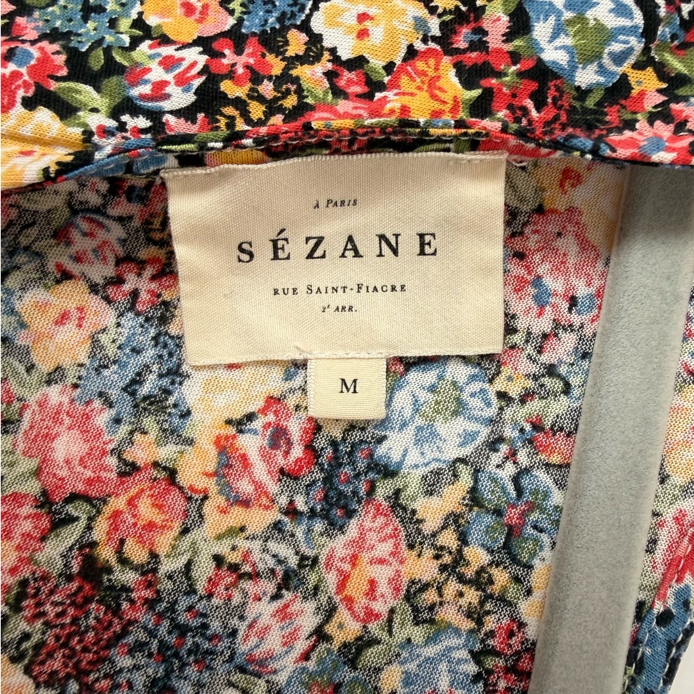 Sezane Luce Short Sleeve Cotton Floral Open Back Midi Dress Size Medium - Picture 3 of 10